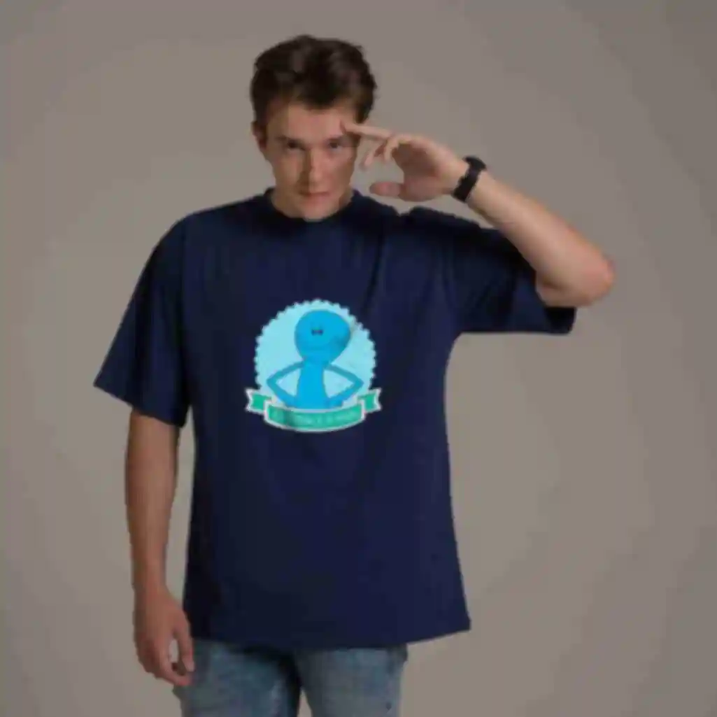 Футболка OVERSIZE №12 • Existence is pain • Рік і Морті, синя АРХІВФото №59