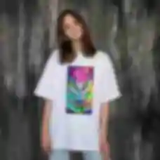 Футболка OVERSIZE №5 • Медитируючий Рік • Рік і Морті, біла