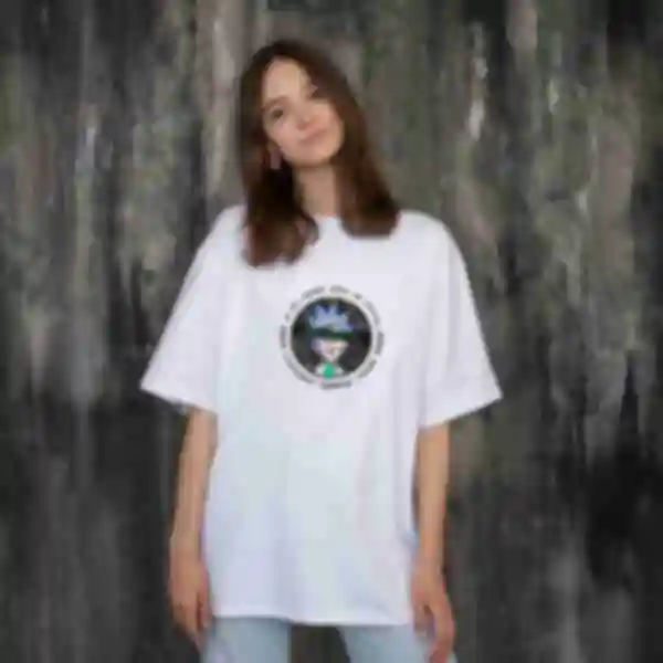 Футболка OVERSIZE №9 • Nobody exists • Рік і Морті, біла
