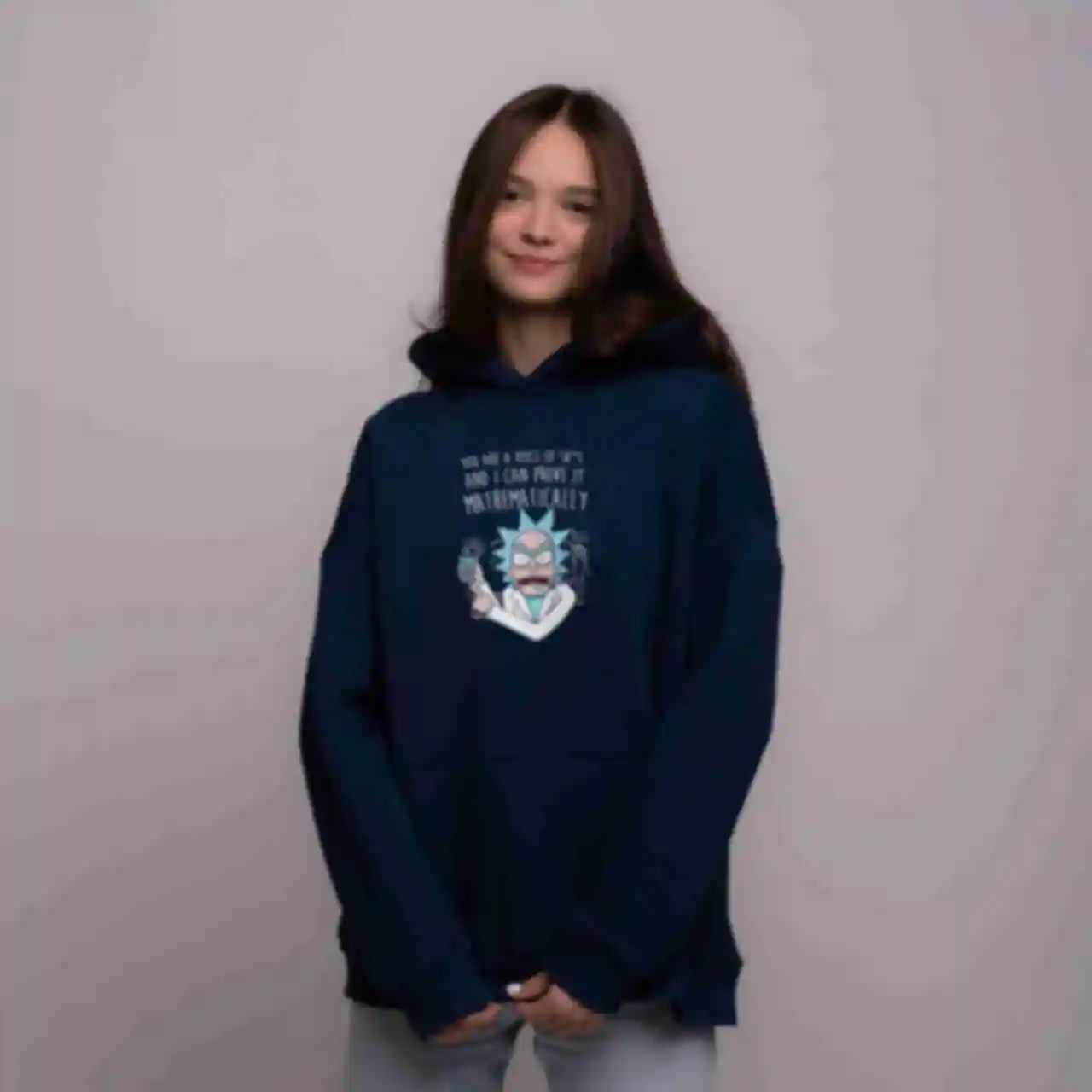 Худи OVERSIZE №8 • Я докажу это математически! • Rick and Morty, синий. Фото №1