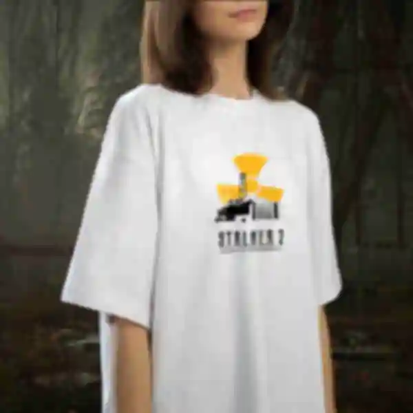 Футболка OVERSIZE №20 • Чорнобильська АЕС • S.T.A.L.K.E.R, біла