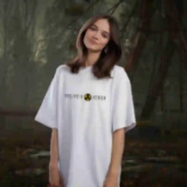 Футболка OVERSIZE №19 • Радіація всюди • S.T.A.L.K.E.R, белая