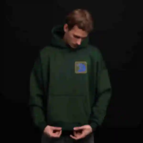 Худі OVERSIZE №10 • Нашивка «Найманці» на грудях • Stalker, зелений