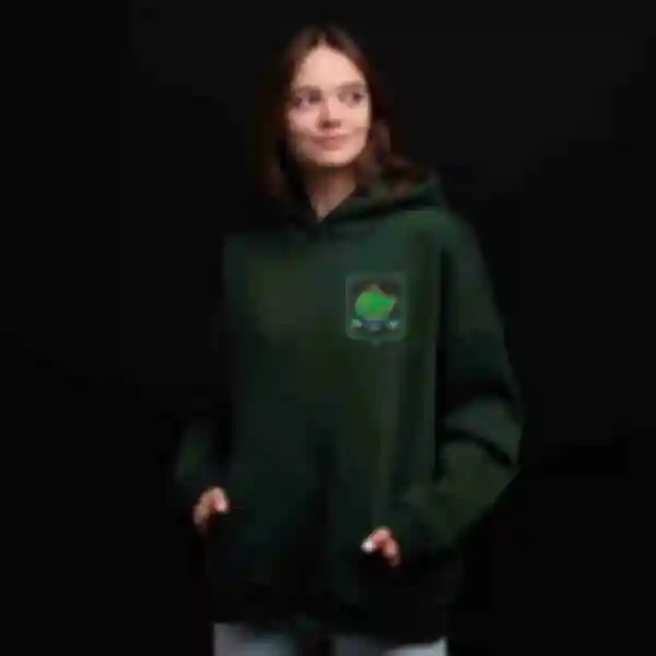 Худи OVERSIZE №6 • Нашивка «Воля» на груди • Stalker, зеленый