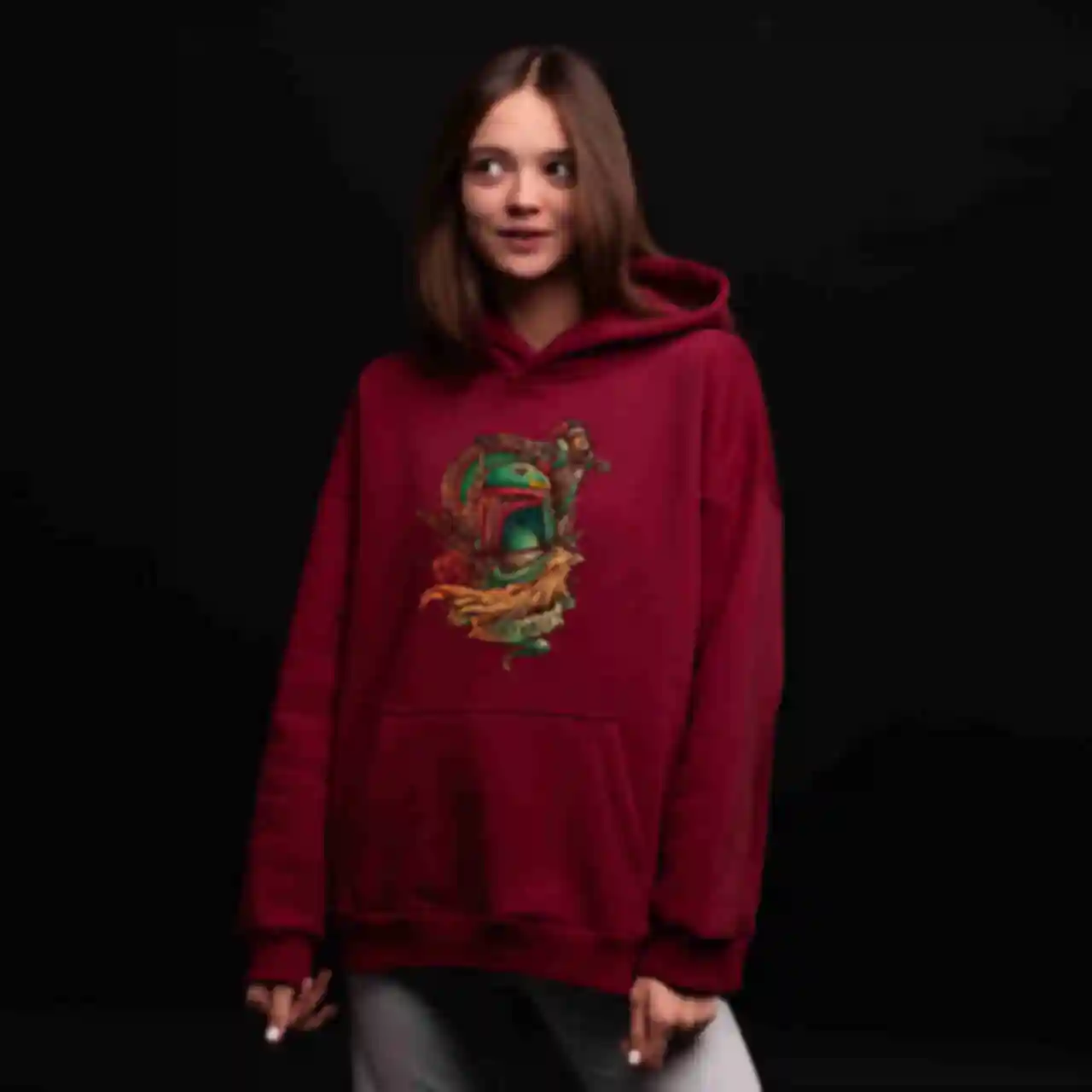 Худі OVERSIZE №21 • Bounty Hunter • Star Wars, бордовий АРХІВФото №3