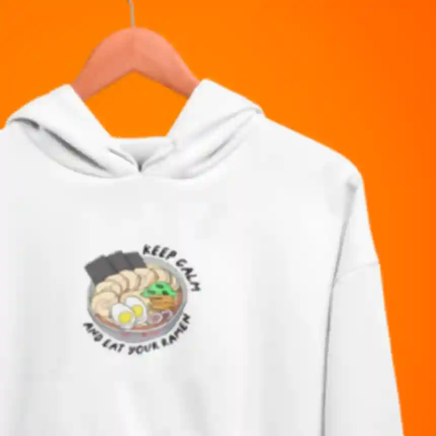 Худи №4 • Keep Calm and Eat Ramen • Мерч Наруто • Одежда с принтом из аниме Naruto. Фото №1